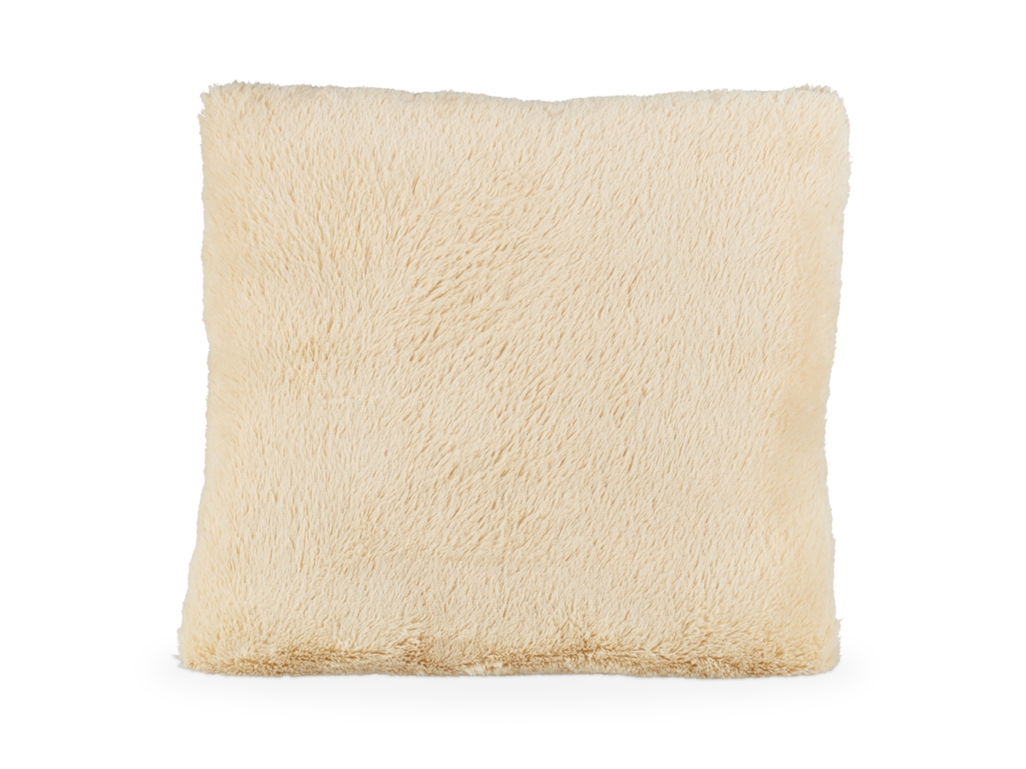 Relaxdays Juego 2 Cojines Pelo Sintético, Con Relleno, Funda Removible Peluche, Decorativo, 35x40 Cm, Crema