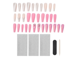Uñas postizas anchas Kkml-30 con piedras de diamantes de imitación, brillantes y exquisitas para eventos y fiestas para mujeres y niñas.