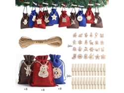 Calendario de Adviento navideño con cuenta regresiva de 24 días (tres colores)