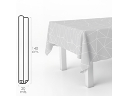 Mantel Hule Rectangular Geometrico Gris. Impermeable Antimanchas PVC 140 cm x 20 metros. Rollo Recortable. Interior y Exterior ORYX