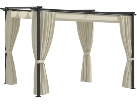 vidaXL Cenador con cortinas acero color crema 3x3 m