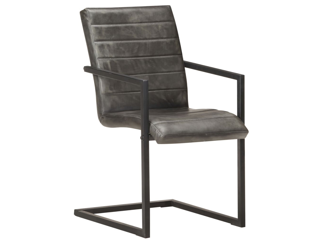 Maison Exclusive - Sillas De Comedor Voladizas 6 Uds Cuero Auténtico Gris