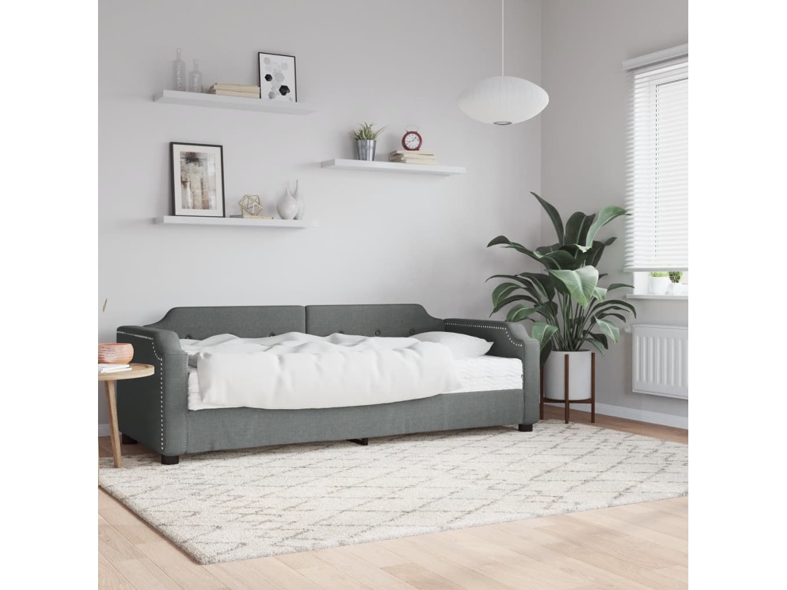 Sofá Cama Con Colchón Tela Gris Oscuro 90x190 Cm