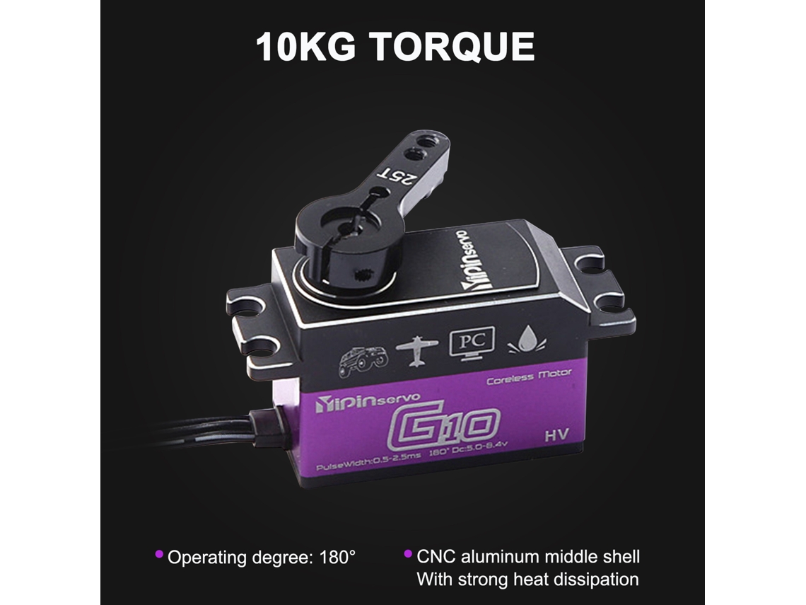 Servo Digital Yipinservo 10kg Engranaje Metal Impermeable Para Coches Rc 1/8 1/10 Robot Manipulador