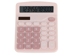 Calculadora De Escritorio Estándar 12 Dígitos Solar Y Batería Para Estudiantes Oficina Hogar Rosa