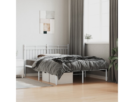 Cama con Cabecero MAISON EXCLUSIVE Metal Blanco (135x190cm)