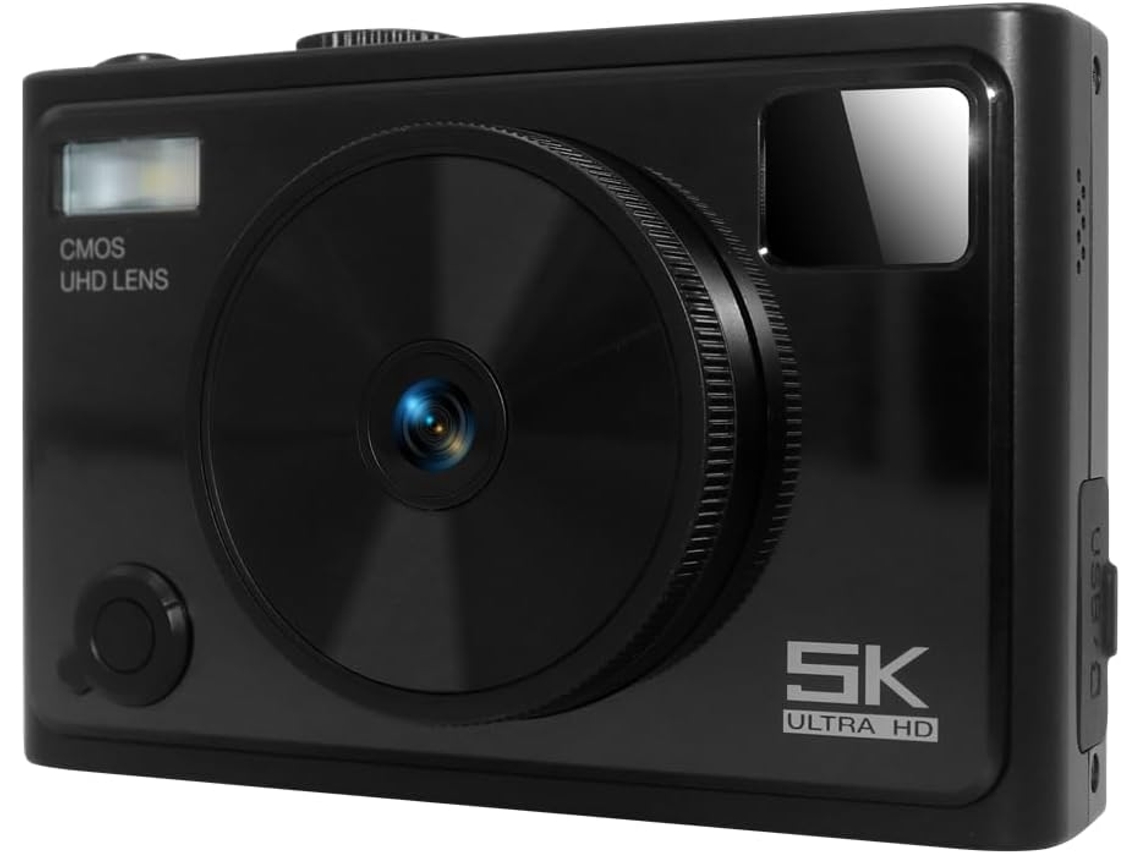 Cámara Digital 5k Para Fotografía Compacta Con Doble Lente Y Enfoque Automático Para Selfies - Negra