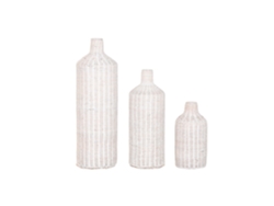 Set 3 Jarron Ratán Metal Natural 25x25x81cm