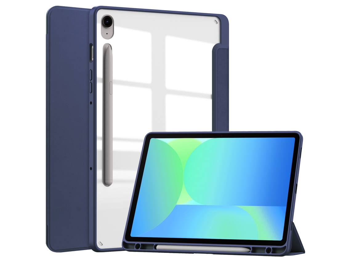 Capa Para Samsung Galaxy Tab S9 Fe Sm-x520/526b Com Ranhura Para Caneta Azul Escuro