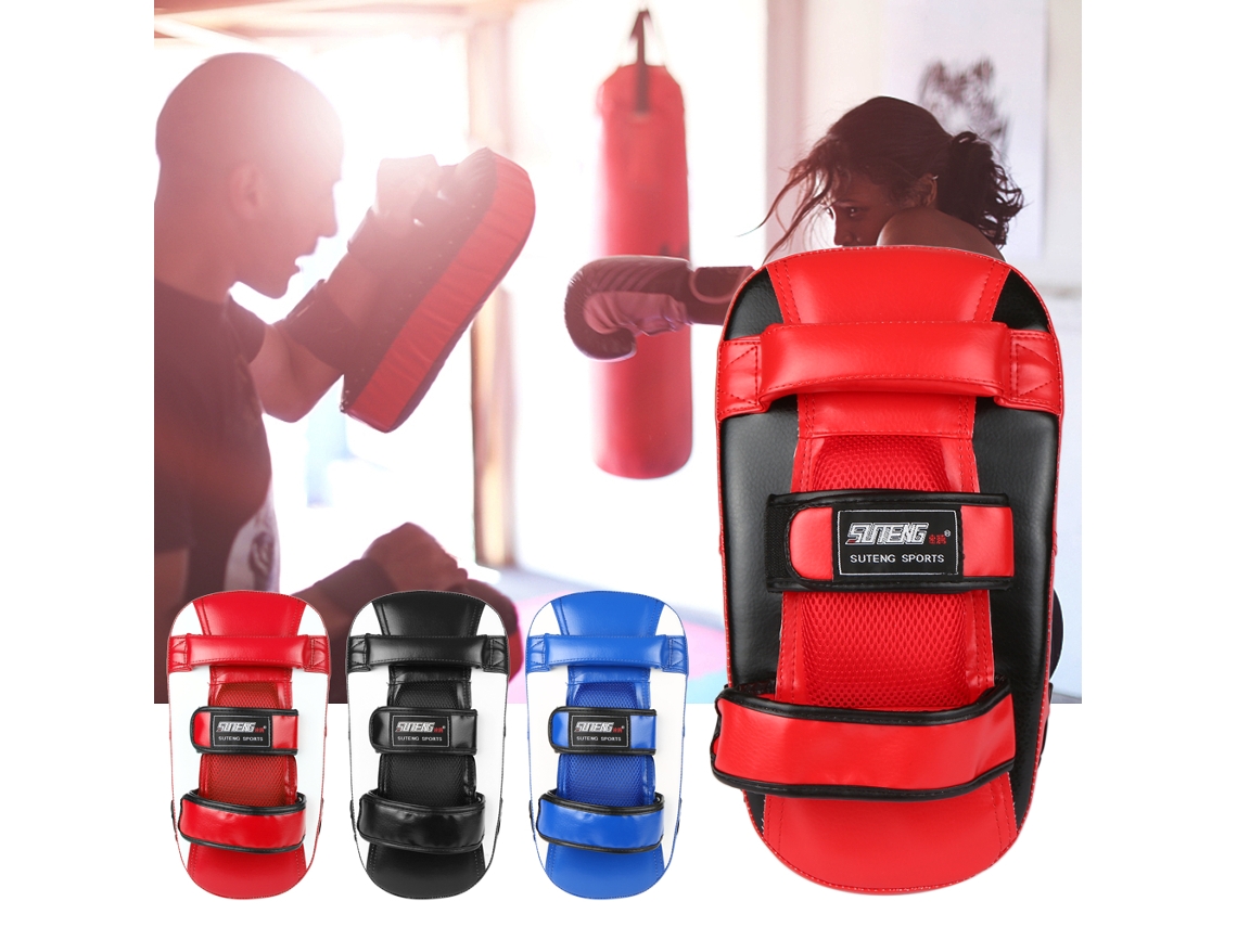 Muñequera Curva Para Entrenamiento De Boxeo, Muay Thai Y Kickboxing, Fabricada Con Cuero Sintético Pu Y Espuma Eva.