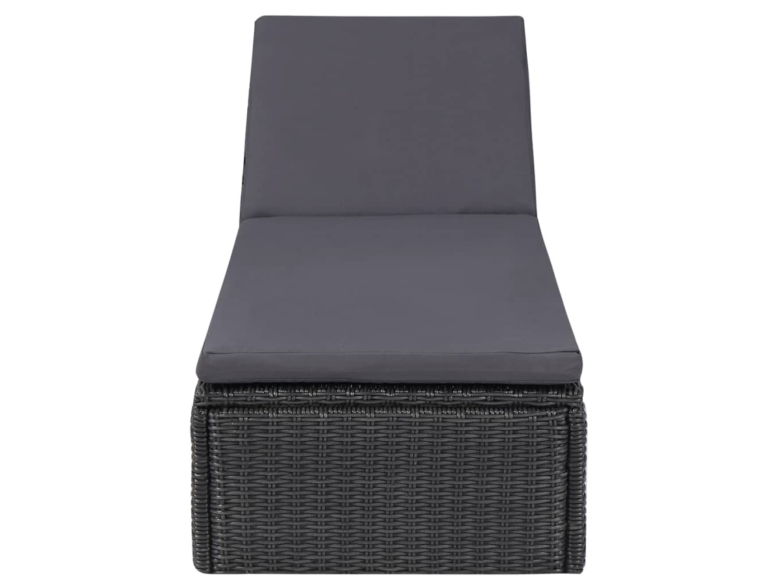 Chaise longue de mimbre en negro y gris oscuro - EXCLUSIVA MAISON