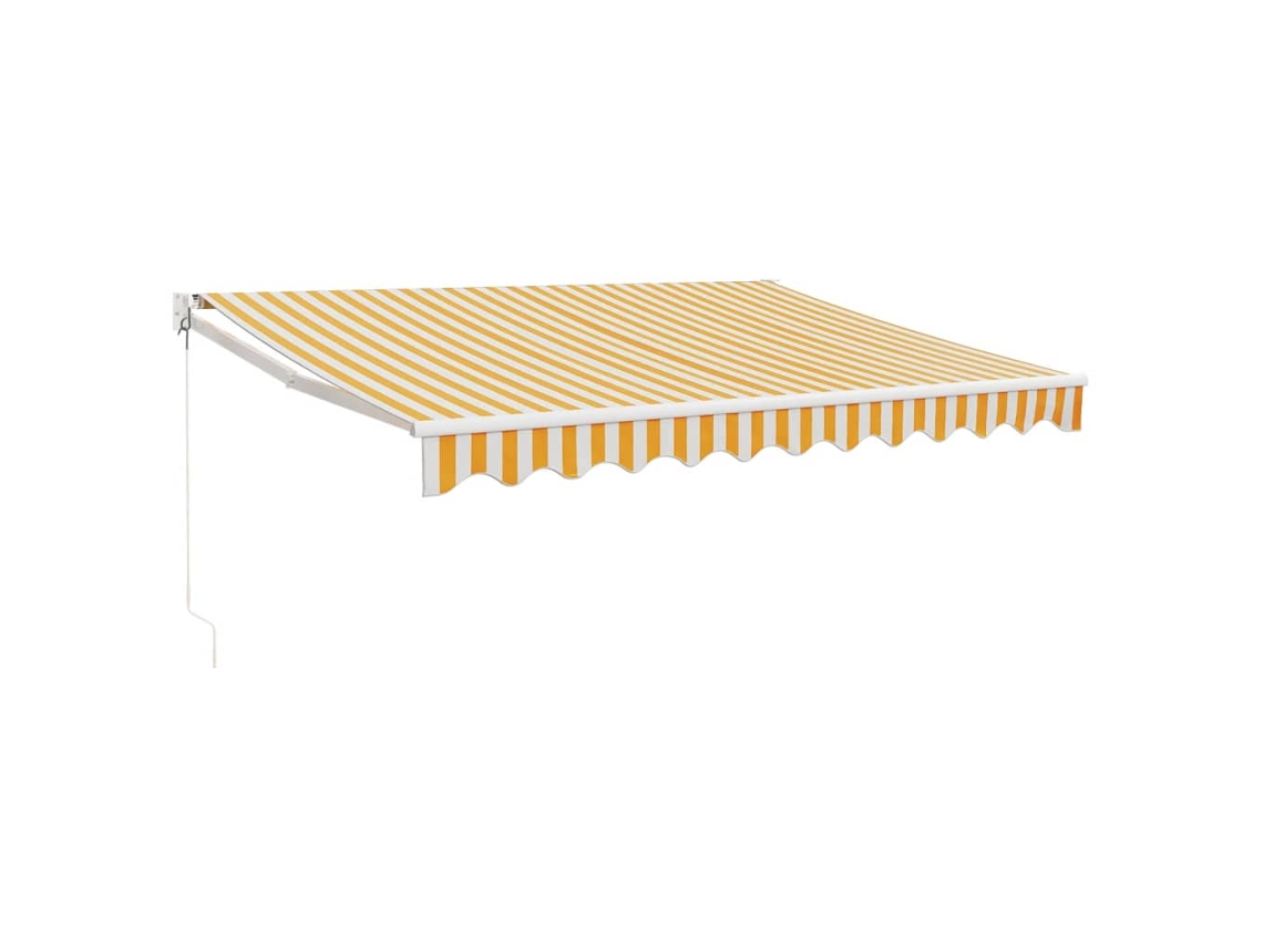 Maison Exclusive - Toldo Retráctil Aluminio Y Tela Amarillo Y Blanco 3,5x2,5 M