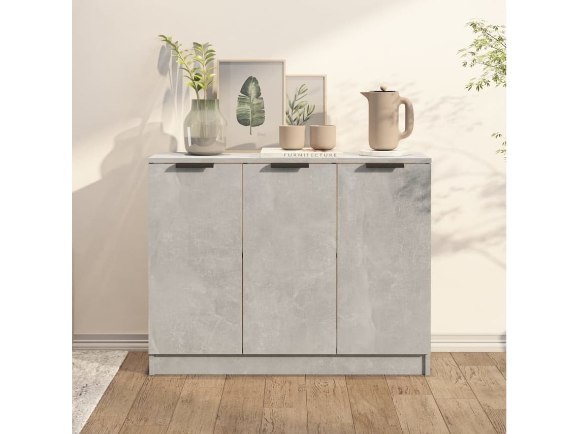 Aparador De Madera Contrachapada Gris Hormigón 90,5x30x70 Cm