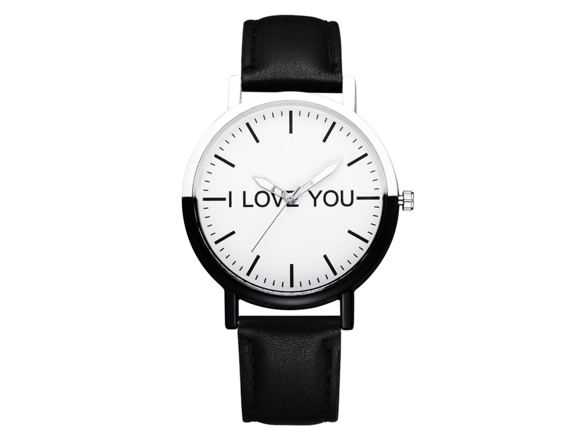Reloj De Pareja Moda Gaiety Correa Pu Calidad Dial Redondo Analógico De Cuarzo Negro