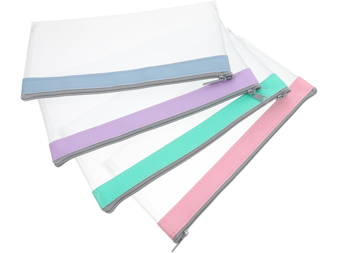 Juego de 4 carteras transparentes con cremallera para guardar sobres y cheques, ideales para Gokoco