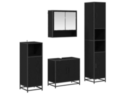 Conjunto de muebles de baño con puerta, roble negro, 4 piezas, MAISON EXCLUSIVE