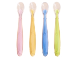 Cucharas para bebés niñas - Paquete de 4 cucharas de entrenamiento de silicona suave NEVEANCE