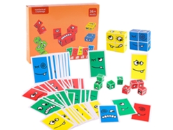 Dan26-cubo De Madera Rompecabezas Bloque Juguete De Entrenamiento De Pensamiento Expresión Facial 3d Cambio Juguete Educativo Infantil