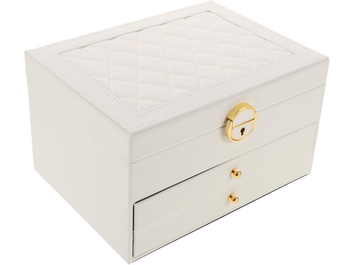 Elegante Joyero Blanco De 3 Niveles Con Compartimentos Espaciosos Y Cerradura.