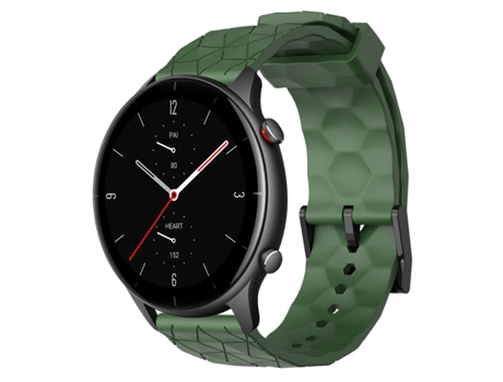 Correa Smartwatch para Amazfit GTR 2e 22mm Silicona de Color Sólido con Patrón de Fútbol (Verde Militar)