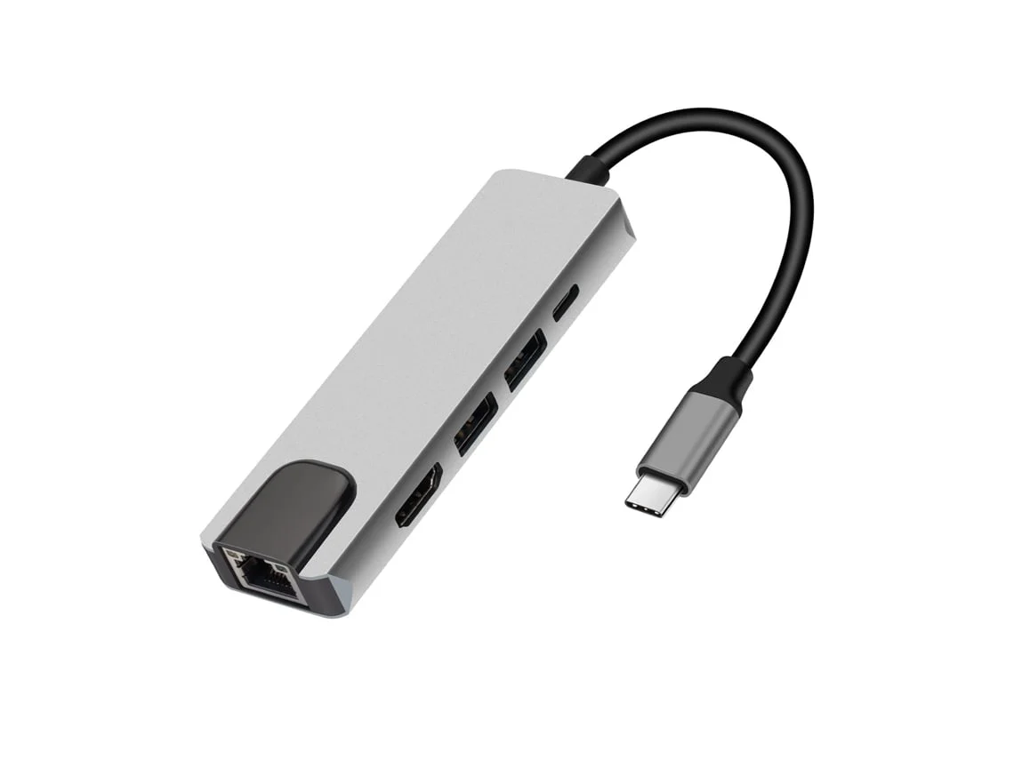 Hub USB C 5 en 1 Adaptador multipuerto Ethernet Base USB 3.1 Compatible con HDMI para dispositivos Macbook Pro/Air Chromebook Dell Xps Hp y DIGITALLAB