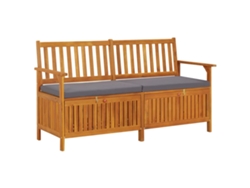 Lovely Home Banco de Ordenación con Cojín 148 Cm Madera de Acacia Maciza