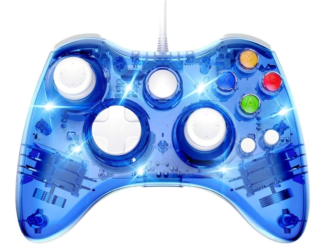 Controlador con Cable 360, Doble Vibración, para Juegos, Azul