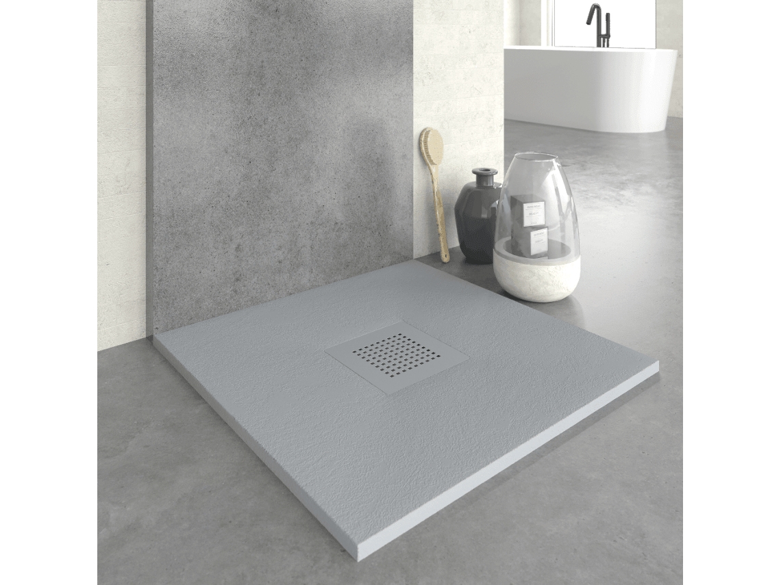 Plato De Ducha Resina Slate Gris 70x70 Cm Rejilla Color
