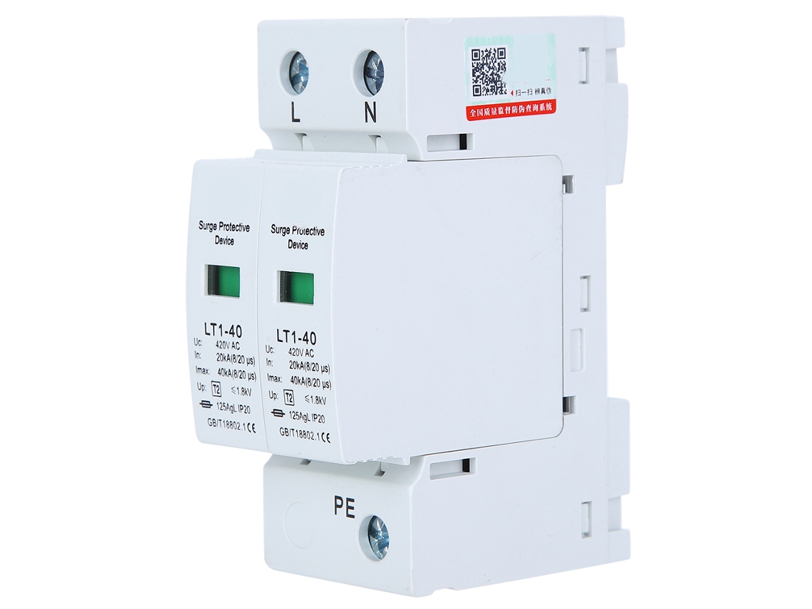 Dispositivo De Protección Contra Sobrecargas Módulo Blanco 2p Lt1-40 40ka Anti-trueno Aparatos Modulares