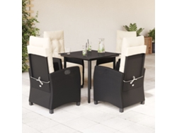 Juego de comedor de jardín de 5 piezas con cojines de mimbre negros de DKD Home Decor