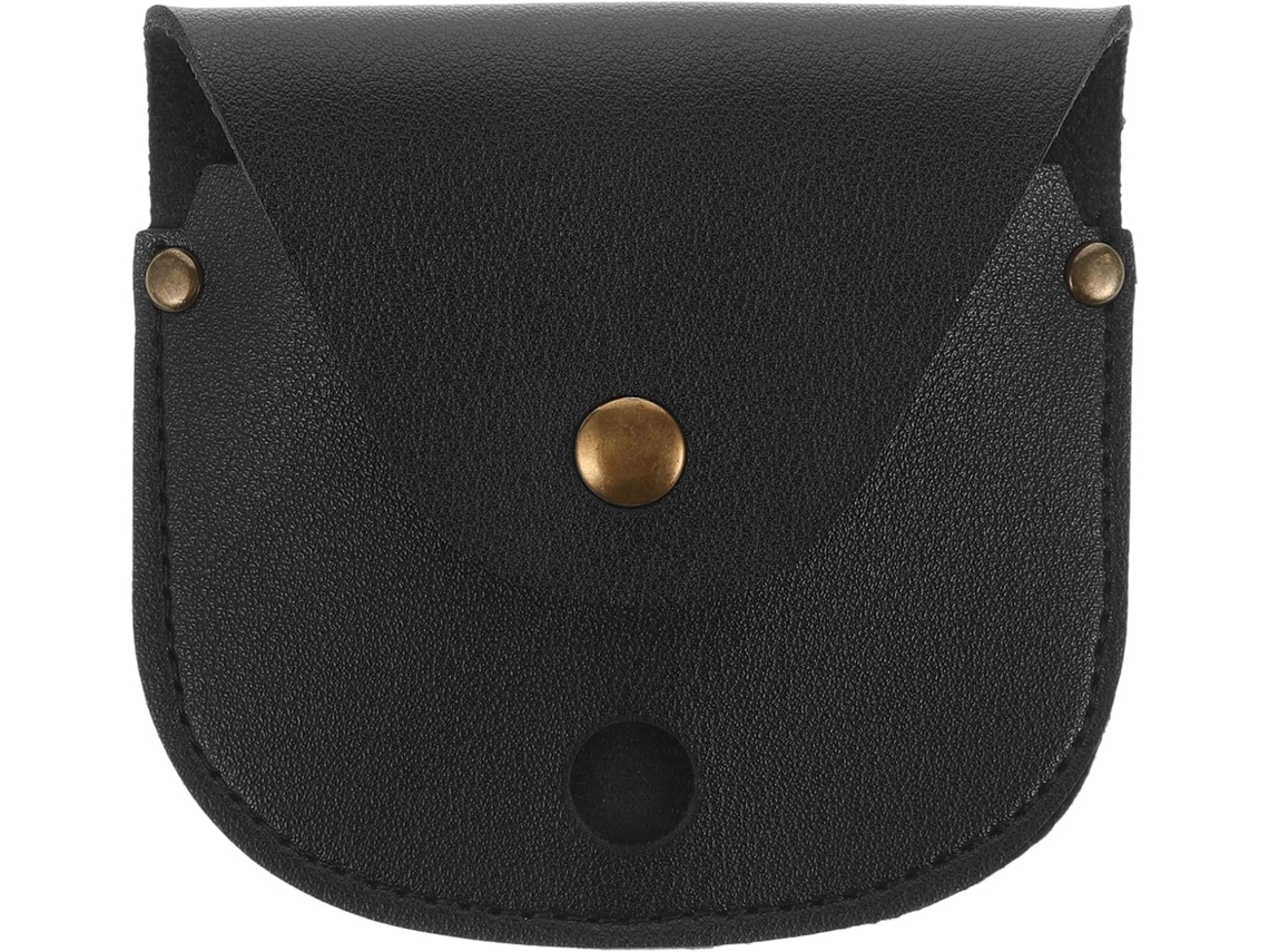 Estuche Reloj Cuero Sintético Negro Bolsillo Cómodo Cadena Resistente Acampar Almacenamiento Portátil