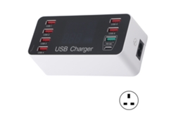 Cargador Usb C De 8 Puertos De 40w Qc3.0 Portátil De Escritorio Para Viajes Con Carga Rápida Y Enchufe Uk