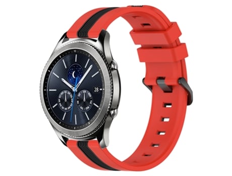 Correa de reloj inteligente para Samsung Gear S3 Classic 22 mm Correa de reloj de silicona vertical bicolor (rojo + negro)