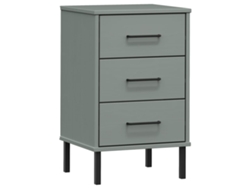 Mesa Cabeceira LOVELY HOME Mesinha com Pernas de Metal Oslo Pinho Maciço Cinzento