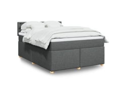 Cama Box Spring Con Colchón Tela Gris Oscuro 160x200 Cm