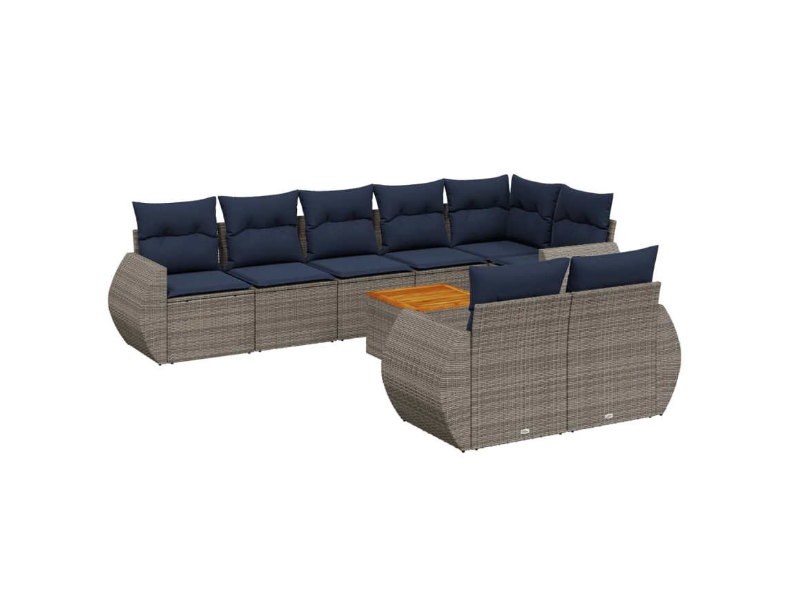 Maison Exclusive - Conjunto De Sofá De Jardín De 9 Piezas Con Cojines, Poliratán Gris