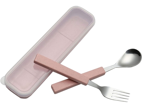 Juego de cubiertos para niños de 2 piezas Juego de vajilla para niños de acero inoxidable 18/10 Juego de cubiertos de plata (rosa)