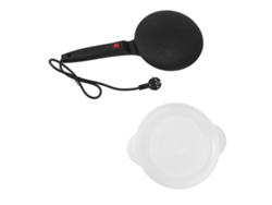 Crepera Eléctrica Antiadherente Con Mango Largo, 20 Cm, 600 W, 110 V-220 V, Enchufe Europeo, Color Negro.