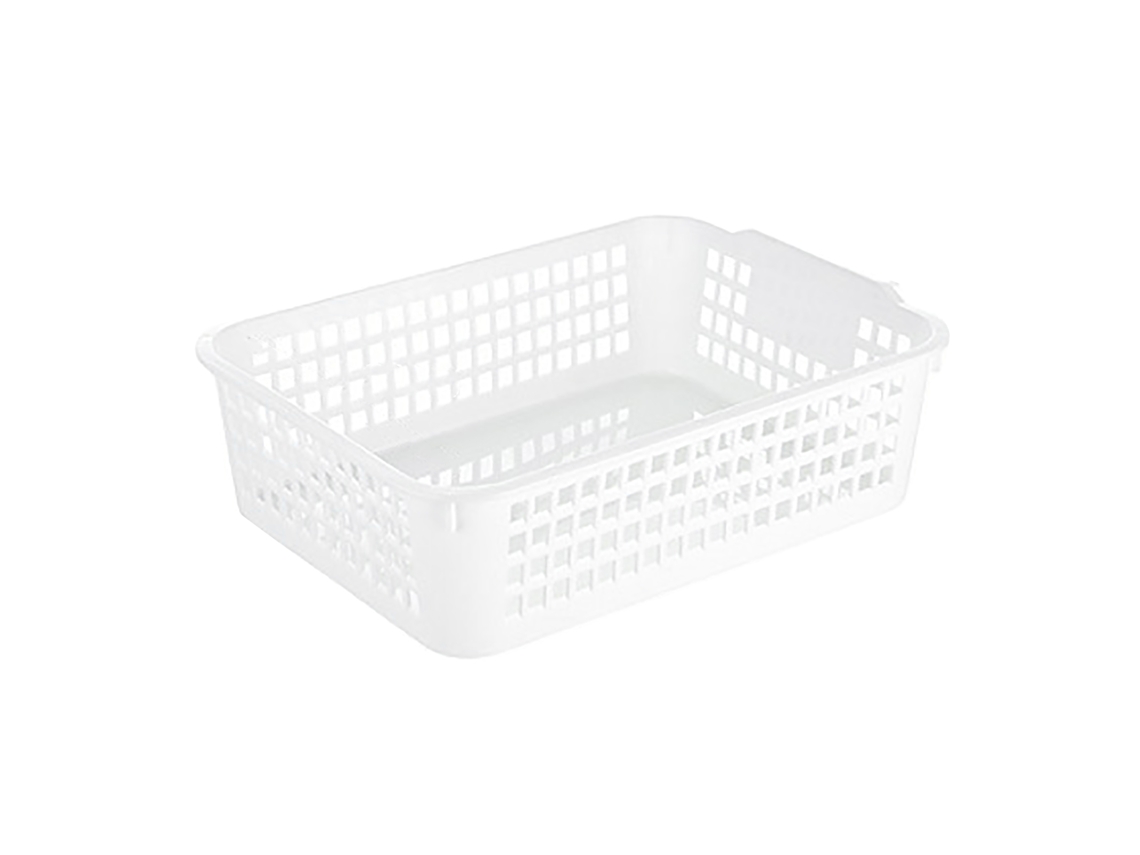 Cesta De Almacenamiento Rectangular Apilable De Plástico Hueco Para Mesa Con Asa, Ideal Para Aperitivos O Juguetes.