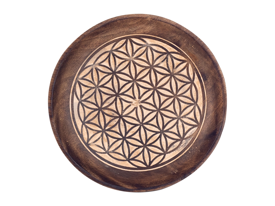 Plato redondo Marrón de Madera Plato Decoracion Mesa Salon Decoracion Boho 2x16x16cm BY SIGRIS