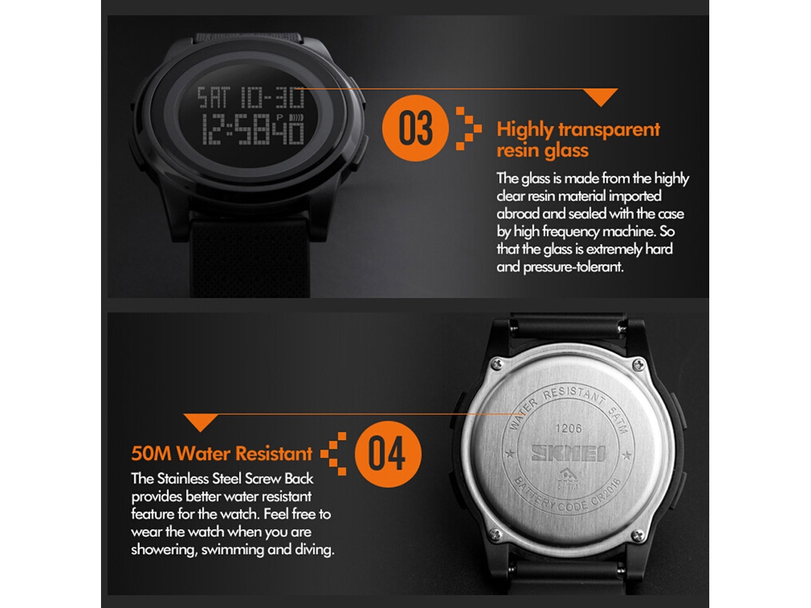 Reloj Digital Skmei 5atm, Resistente Al Agua, Deportivo, Informal, Ligero Con Calendario.