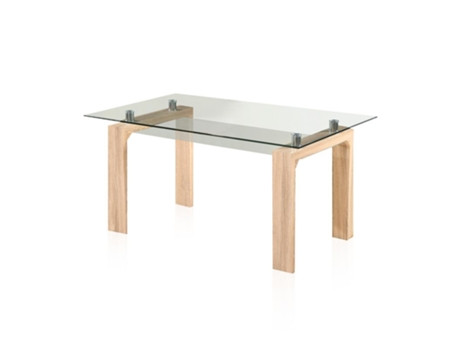 Mesa de Comedor DUEHOME Lou (Marrón - Melamina y Cristal - 90 x 75 cm)