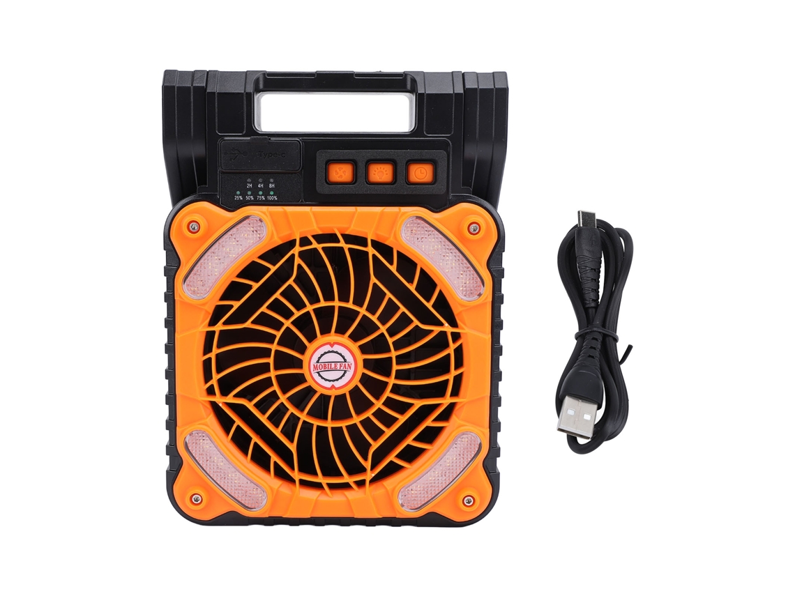 Ventilador solar portátil recargable para camping - Naranja