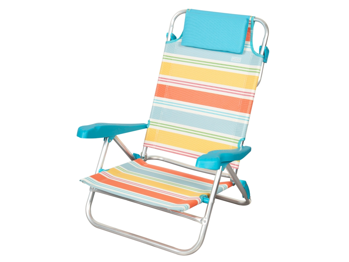 Aktive Silla plegable playa 50x48x80 cm rayas multicolor 8 posiciones