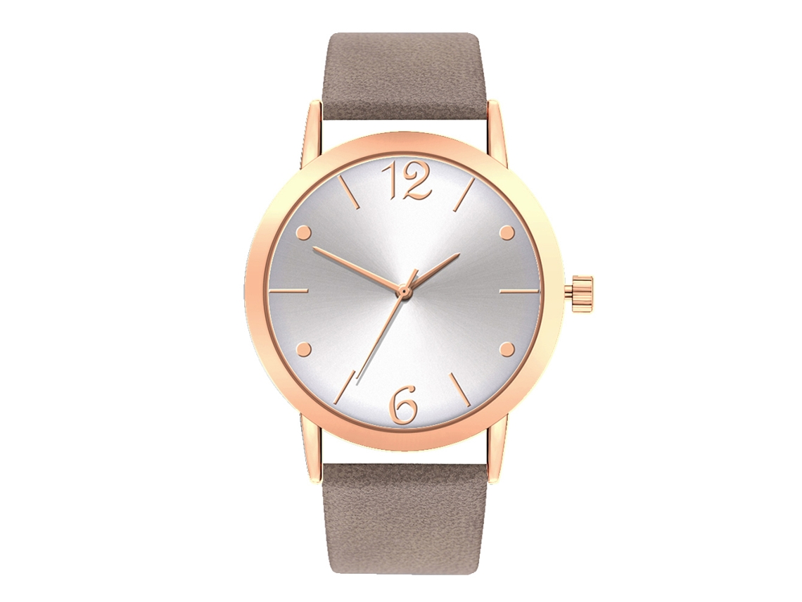 Reloj Analógico De Cuarzo Unisex De Moda Con Correa De Pu Y Esfera Redonda Gris.