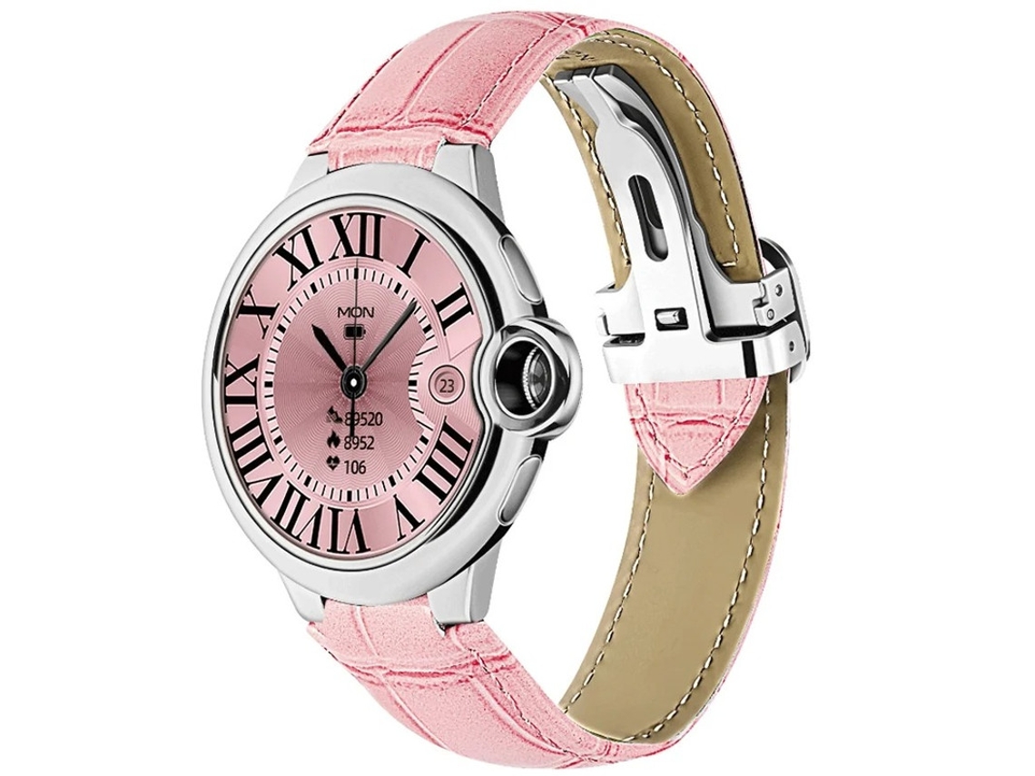 Reloj inteligente Yizhood con llamadas Bluetooth, monitorización de frecuencia cardíaca y diseño moderno (rosa)