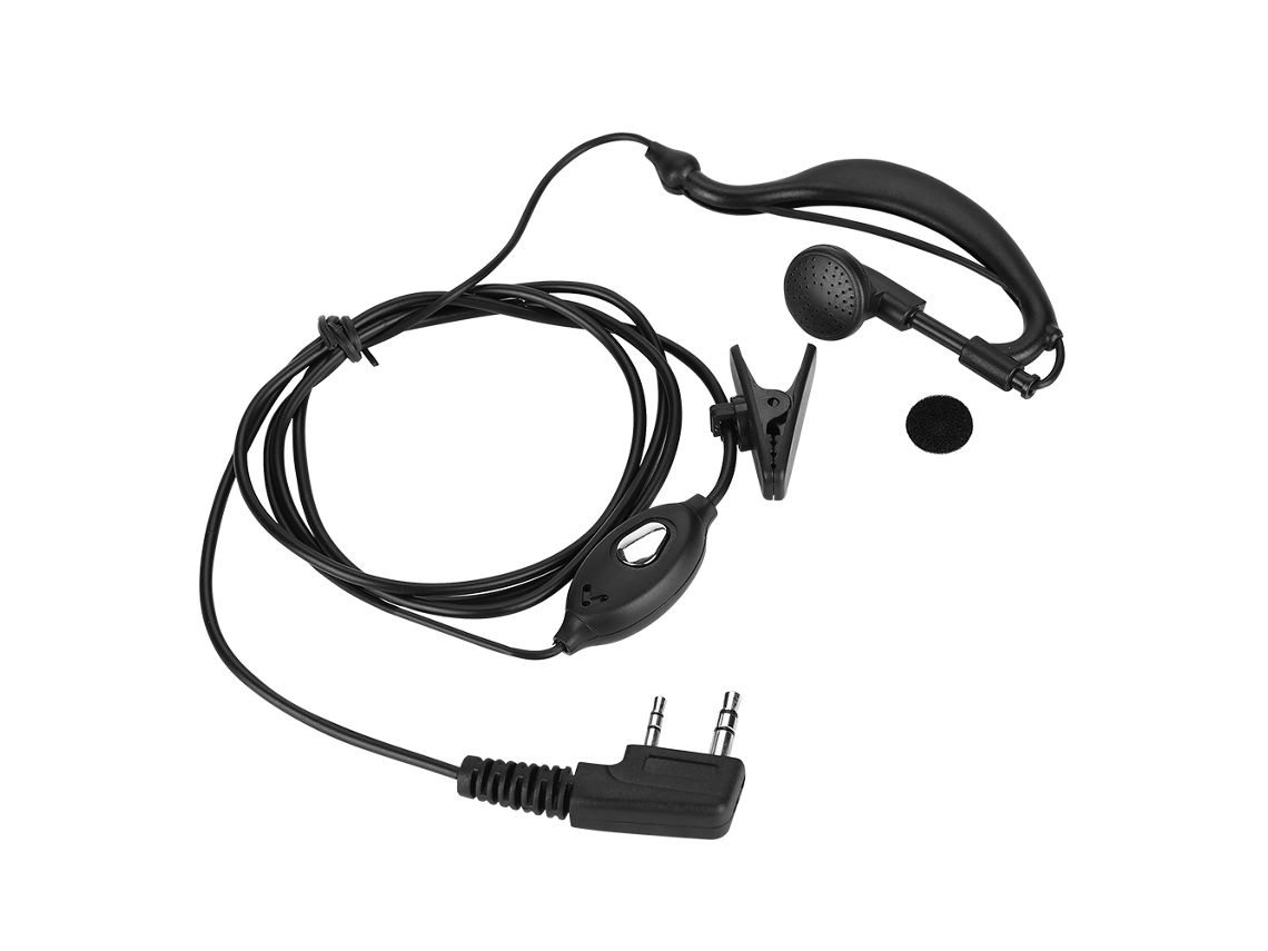 Auriculares PTT con gancho para radio walkie-talkie de 2 pines