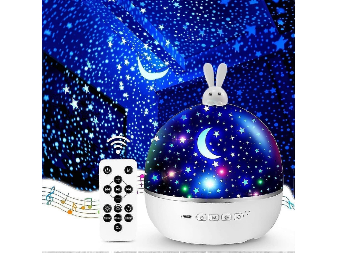 Proyector de cielo estrellado para bebés, luz nocturna infantil con 8 películas, Bluetooth, música y luz. Rosewell