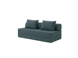 Sofá Modular 3 Lugares Convertible Veludo Regular Azul Escuro
