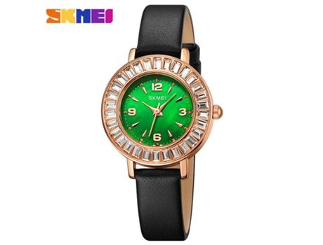 Reloj De Pulsera De Mujer De Moda, Relojes De Cuarzo De Cuero para Mujer Relojes Analógicos Resistentes Al Agua-Verde LUUCOZK